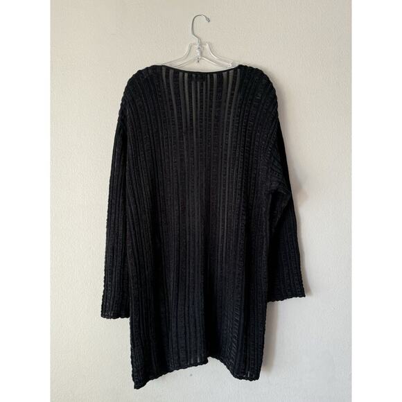Vintage Marina Spadafora Italy Textured Black Open Cardigan Mesh Stripes READ - Picture 2 of 13